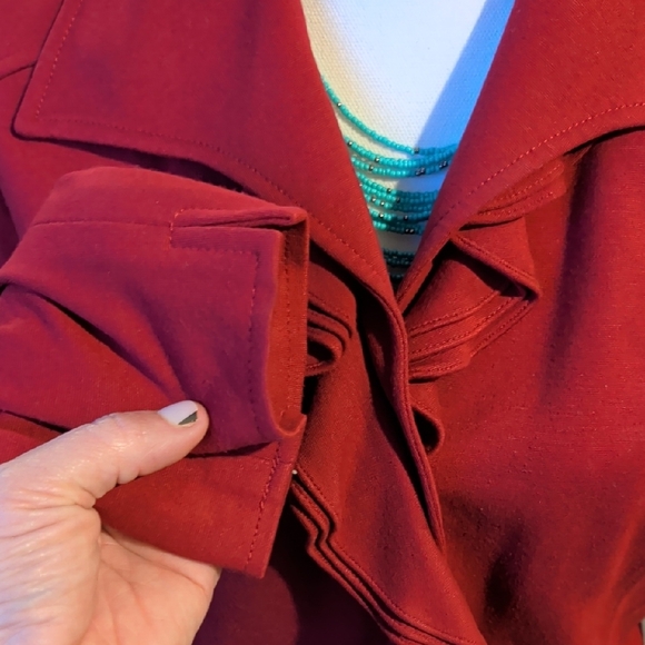 Chic Red Ruffle Women's Blazer - Picture 6 of 12